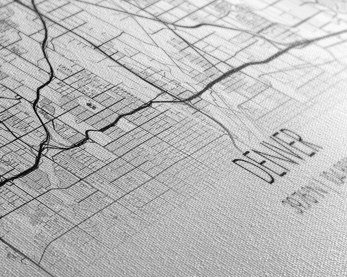 Panoramic Denver City Map, Colorado Art, Map Print, Minimalist Wall Art, Canvas Art, Housewarming Gift, Street Map Art, Closing Gift