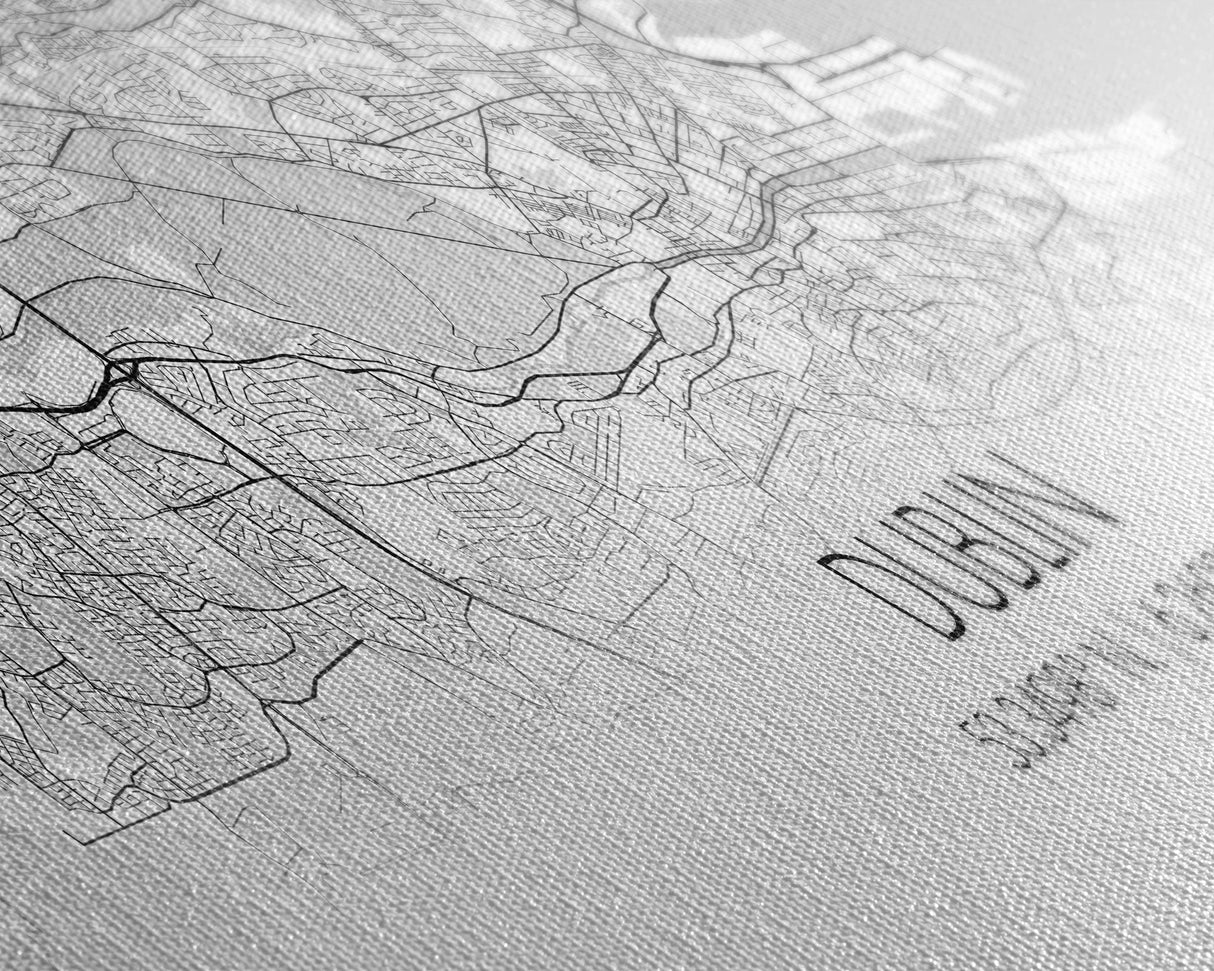 Panoramic Dublin City Map, Ireland Art, Map Print, Minimalist Wall Art, Canvas Art, Housewarming Gift, Street Map Art, Closing Gift