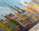 Groningen Netherlands Travel Art, City Art, Framed Canvas Print or Metal Wall Art, Europe Travel Poster, Panoramic Wall Art, Extra Wide Wall Art