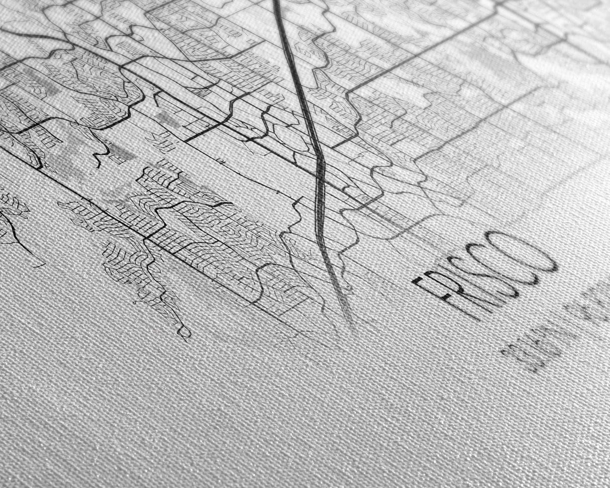 Panoramic Frisco City Map, Texas Art, Map Print, Minimalist Wall Art, Canvas Art, Housewarming Gift, Street Map Art, Closing Gift