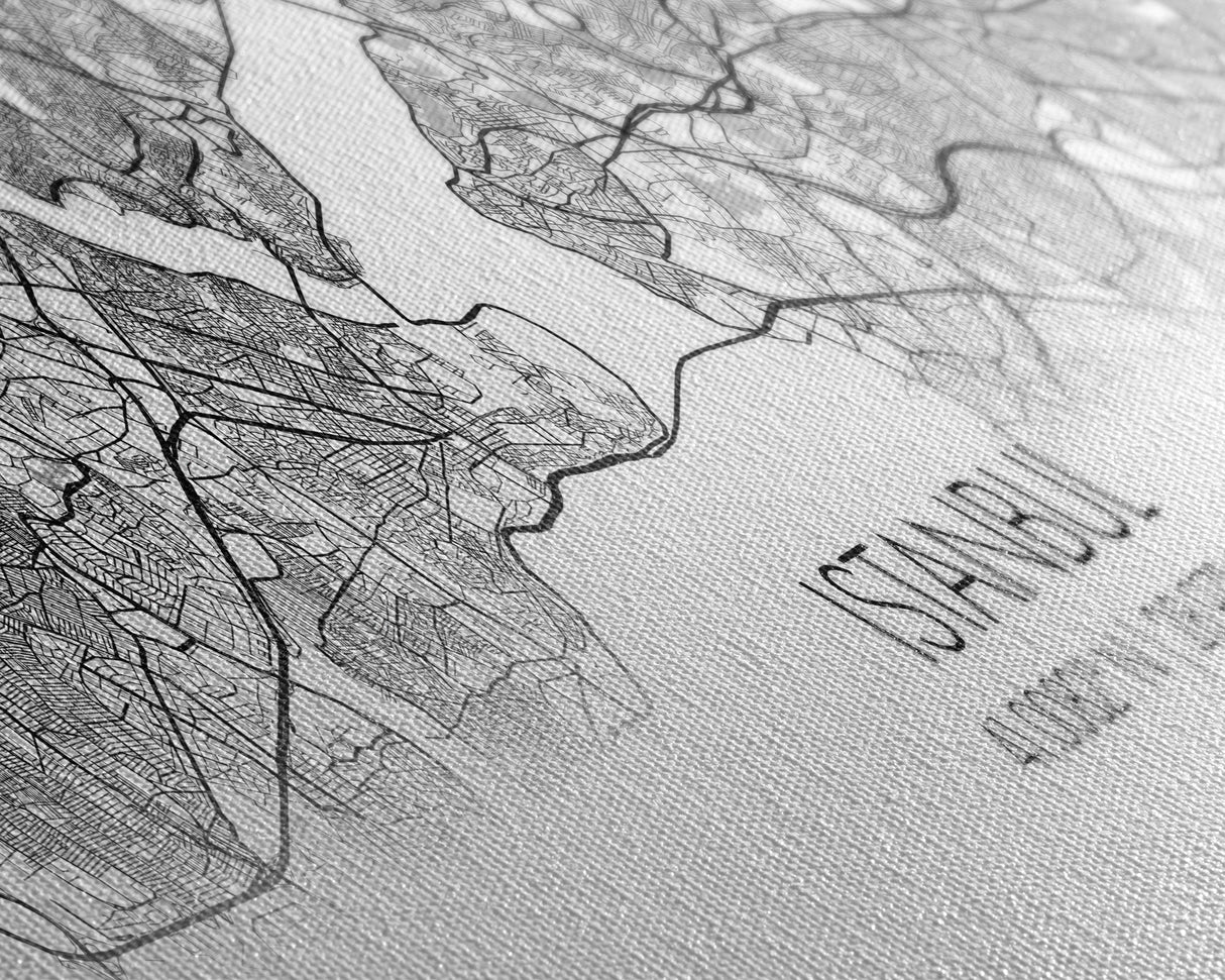 Panoramic Istanbul City Map, Turkey Art, Map Print, Minimalist Wall Art, Canvas Art, Housewarming Gift, Street Map Art, Closing Gift