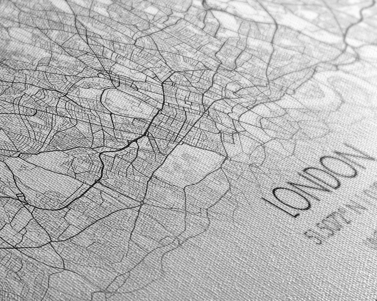 London City Map, England Map, Map Art, Modern Art, Wall Art, Canvas Art, Dorm Room Décor, Beach House Art, Travel Lover Gift, Home Décor