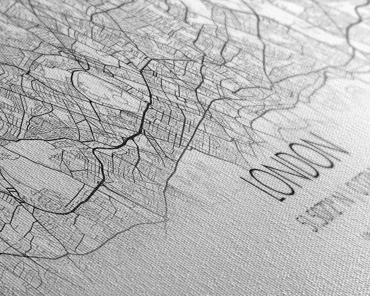 Panoramic London City Map, United Kingdom Art, Map Print, Minimalist Wall Art, Canvas Art, Housewarming Gift, Street Map Art, Closing Gift