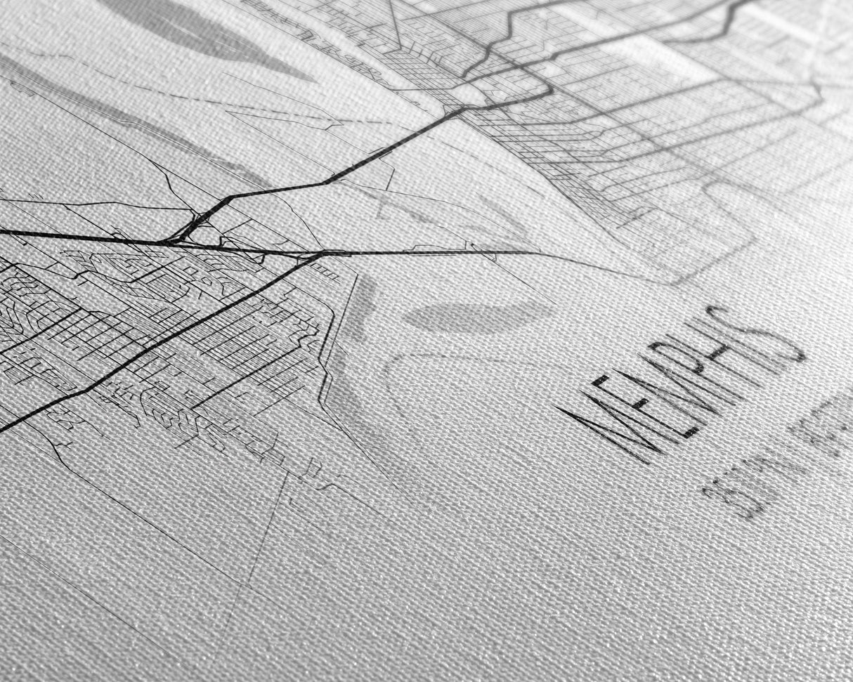 Panoramic Memphis City Map, Tennessee Art, Map Print, Minimalist Wall Art, Canvas Art, Housewarming Gift, Street Map Art, Closing Gift