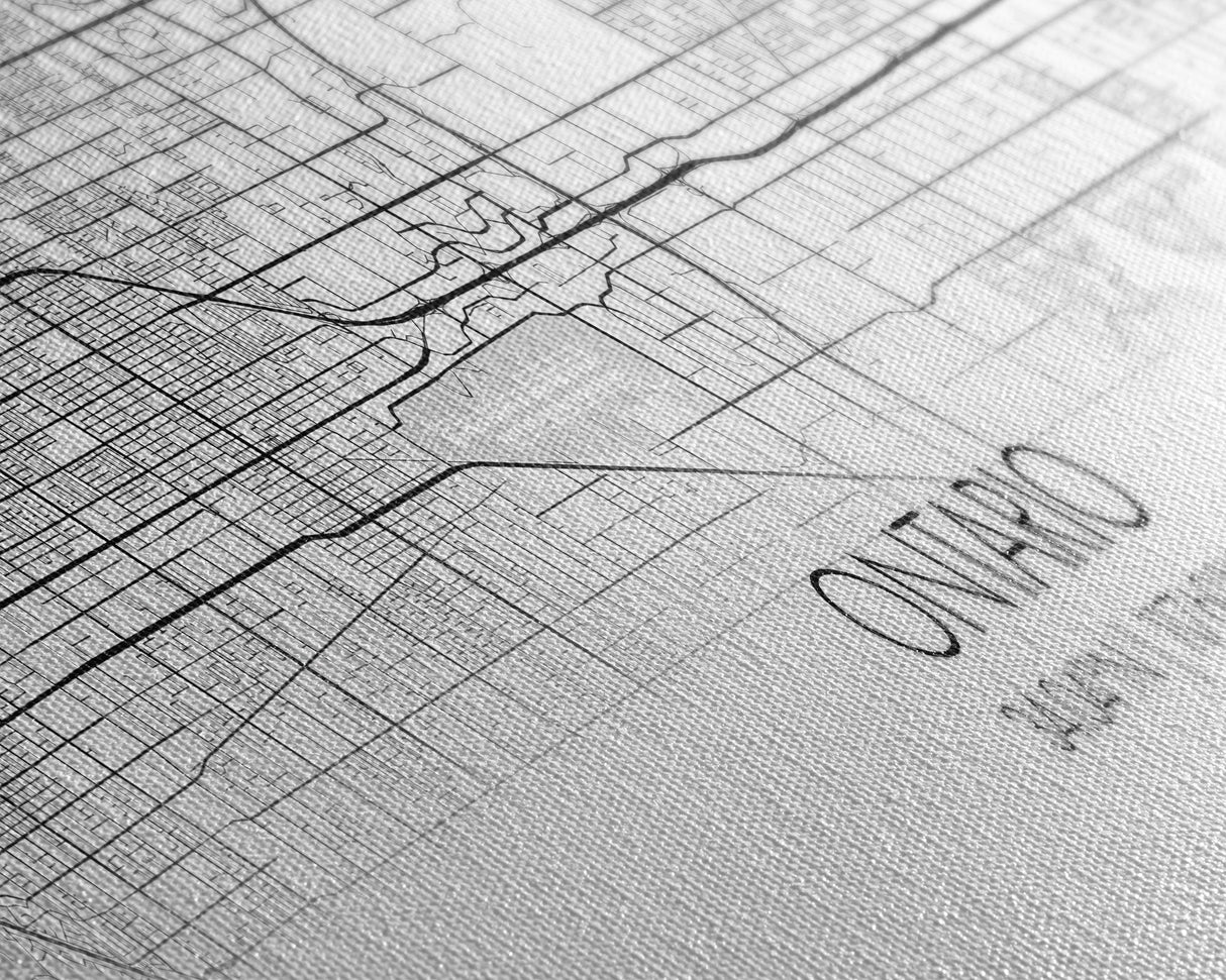 Panoramic Ontario City Map, California Art, Map Print, Minimalist Wall Art, Canvas Art, Housewarming Gift, Street Map Art, Closing Gift