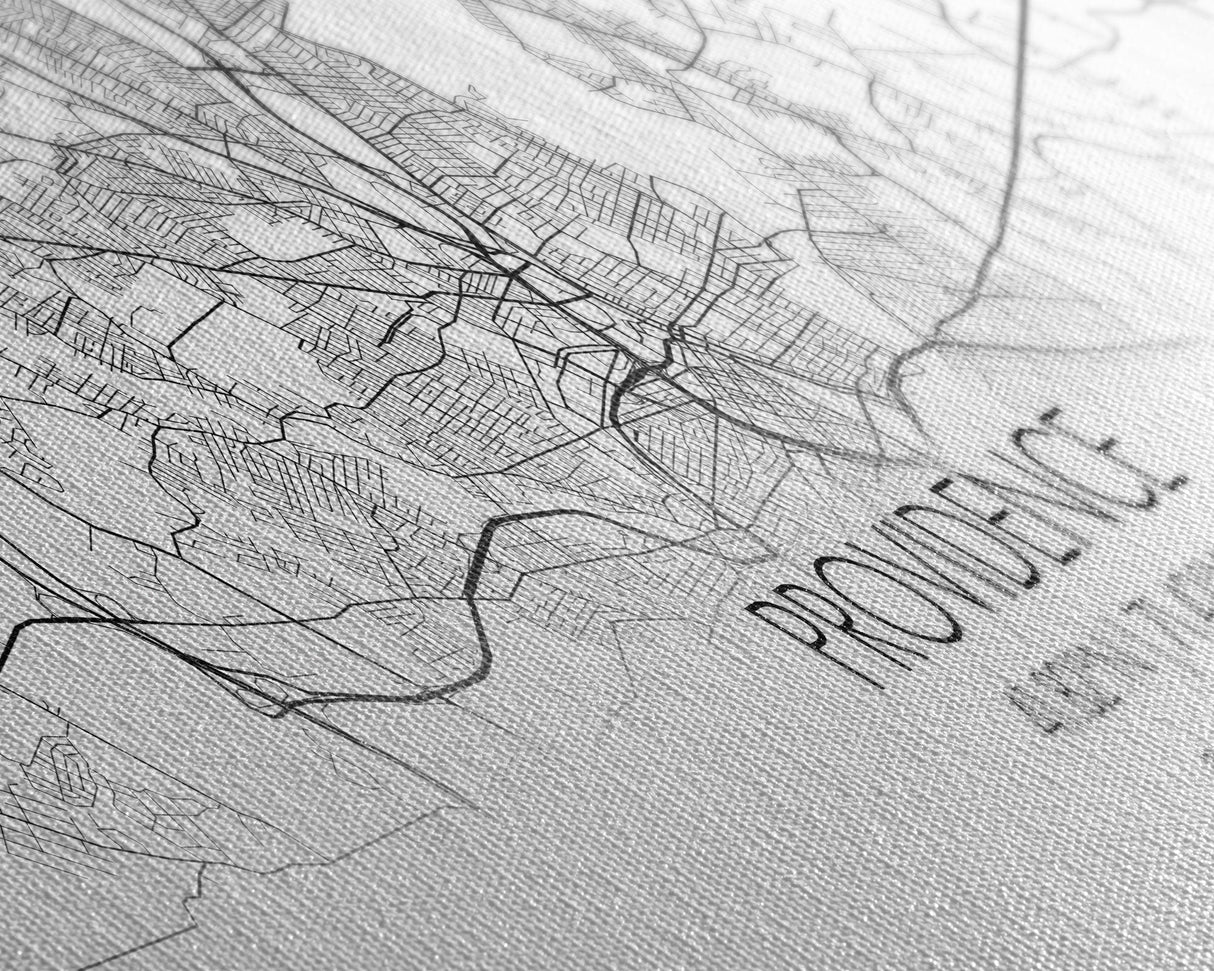 Panoramic Providence City Map, Rhode Island Art, Map Print, Minimalist Wall Art, Canvas Art, Housewarming Gift, Street Map Art, Closing Gift