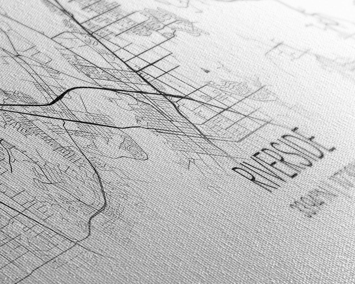 Panoramic Riverside City Map, California Art, Map Print, Minimalist Wall Art, Canvas Art, Housewarming Gift, Street Map Art, Closing Gift