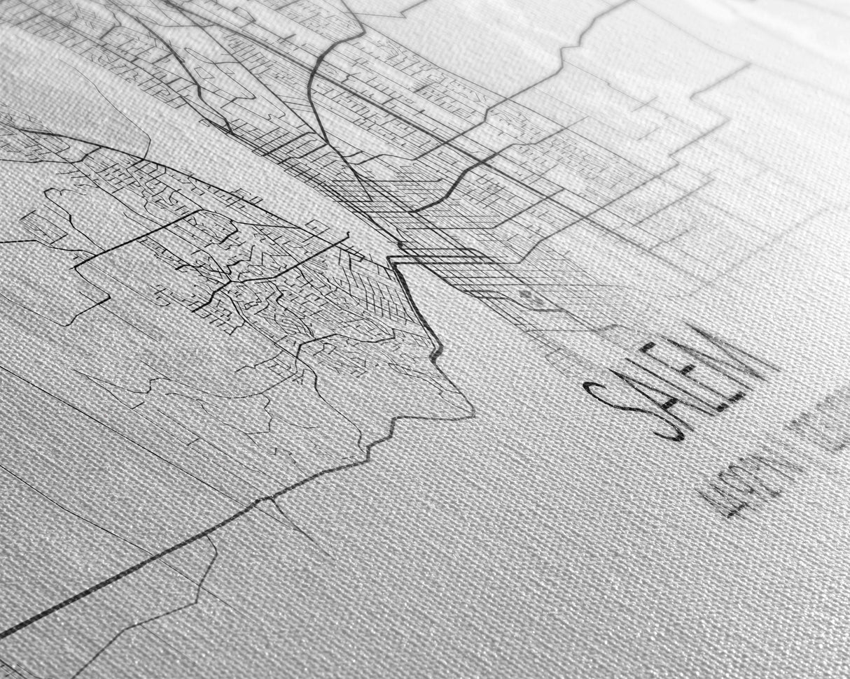 Panoramic Salem City Map, Oregon Art, Map Print, Minimalist Wall Art, Canvas Art, Housewarming Gift, Street Map Art, Closing Gift