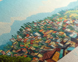 Kumasi, Ghana Panoramic Travel Poster Canvas Print, Kumasi, Ghana Painting, Ghana Art, Kumasi Panoramic Travel Art, Travel Painting