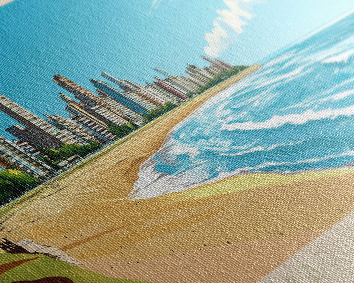 Mar del Plata, Argentina Travel Poster Panoramic Canvas Print, Mar del Plata, Argentina Painting, Argentina Art, Mar del Plata Travel Art, Guest Room Painting