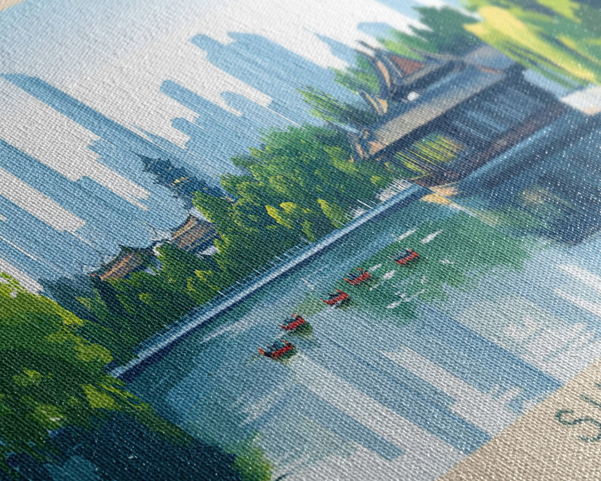 Suzhou, China Panoramic Travel Poster Canvas Print, Suzhou, China Painting, China Art, Suzhou Travel Art, Living Room Painting