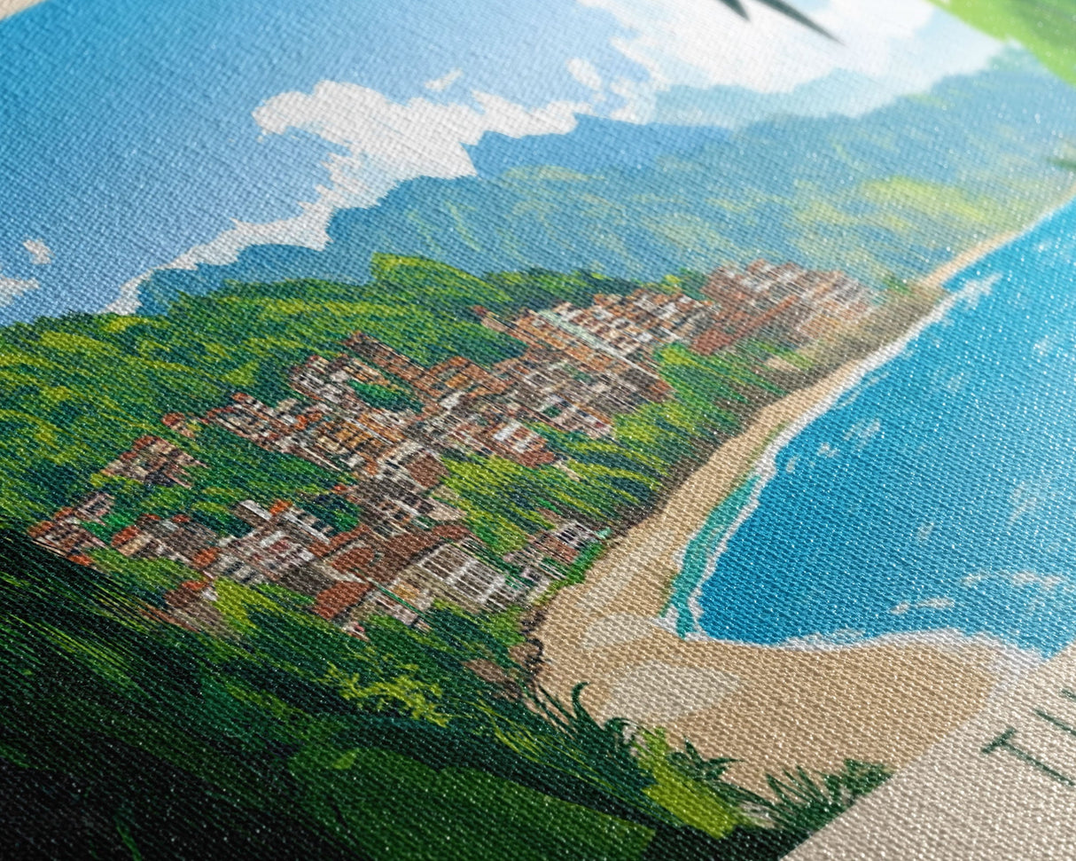 Tumaco, Colombia Panoramic Travel Poster Canvas Print, Tumaco, Colombia Painting, Colombia Art, Tumaco Panoramic Travel Art, Travel Painting