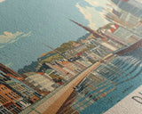 Dundee, Scotland Panoramic Canvas Print, Dundee, Scotland Painting, Scotland Art, Dundee Travel Poster, Travel Art, Vacation Gift