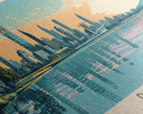 Perth, Australia Panoramic Canvas Print, Perth, Australia Painting, Australia Art, Perth Travel Poster, Travel Art, Vacation Gift