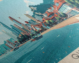 Qingdao, China Panoramic Canvas Print, Qingdao, China Painting, China Art, Qingdao Travel Poster, Travel Art, Guest Room Painting