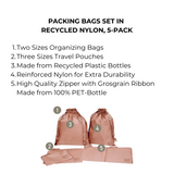 Packing Bags Set in Recycled Nylon, 5-pack, Pink/Blush