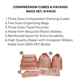 Compression Cubes & Packing Bags Set, 8-pack, Pink/Blush