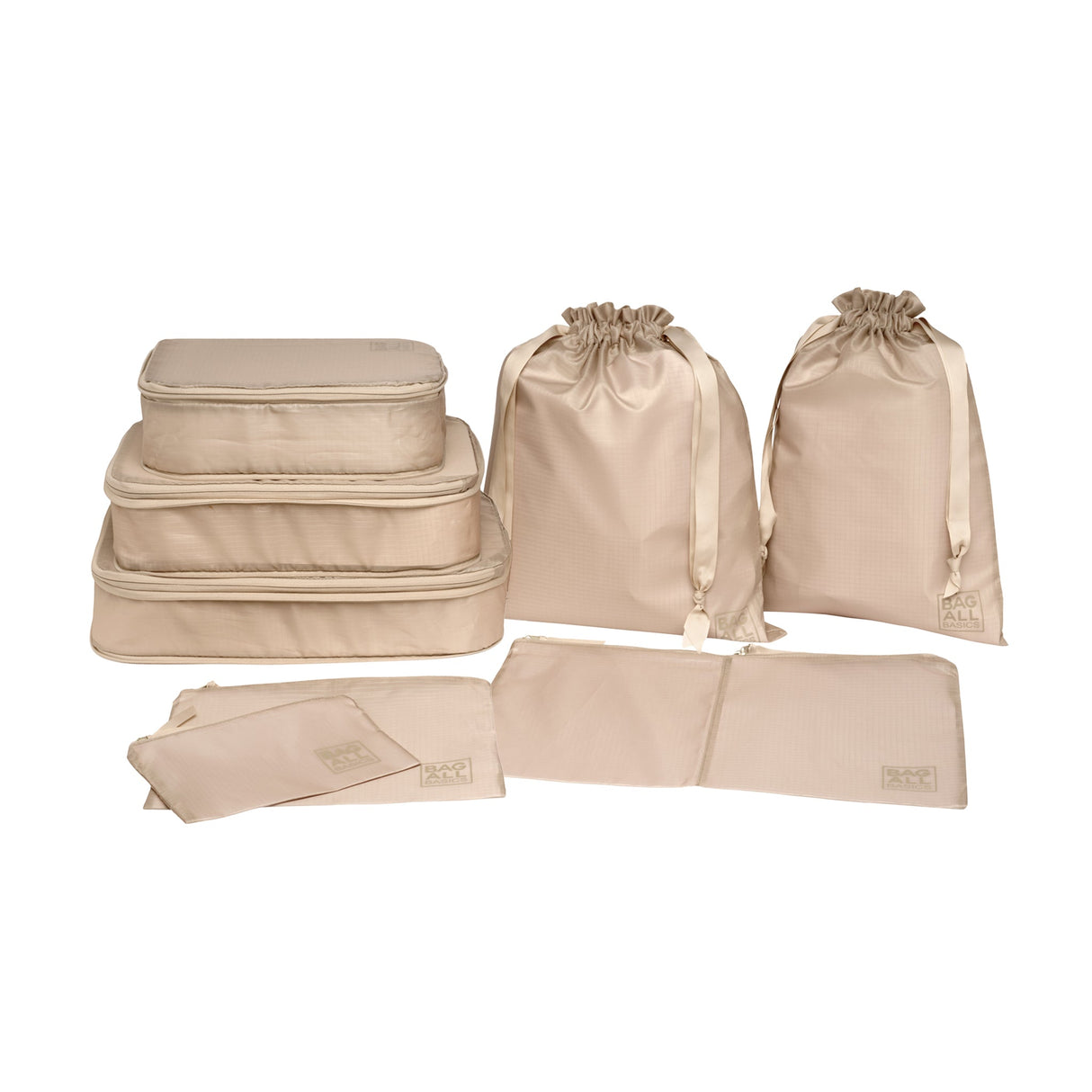 Compression Cubes & Packing Bags Set, 8-pack, Taupe