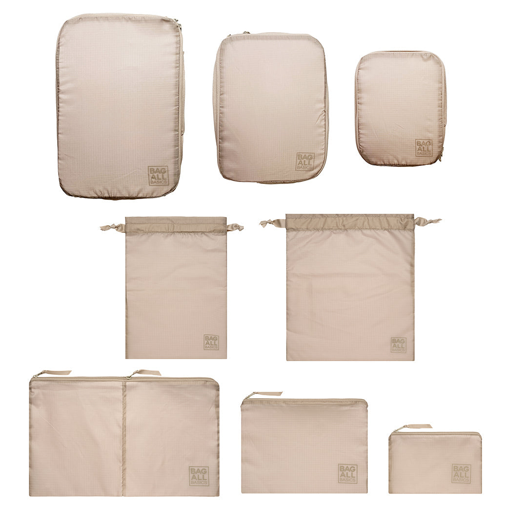 Compression Cubes & Packing Bags Set, 8-pack, Taupe