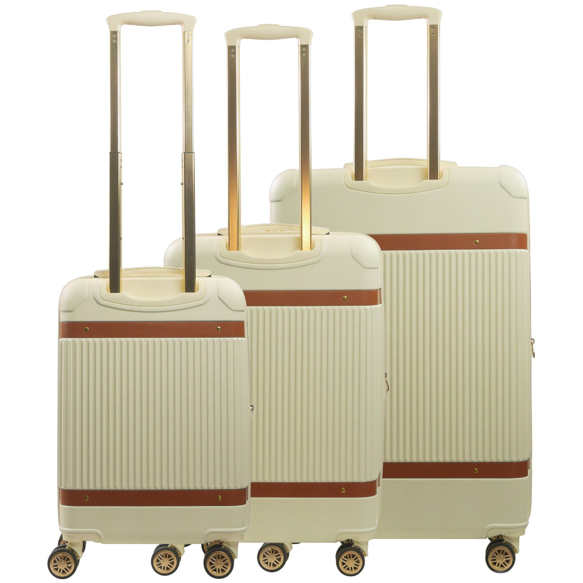 Tommy Bahama 3-Piece Beige Hard-Sided Luggage Set stripes