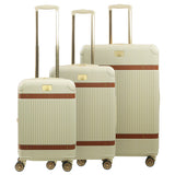 Tommy Bahama 3-Piece Beige Hard-Sided Luggage Set stripes