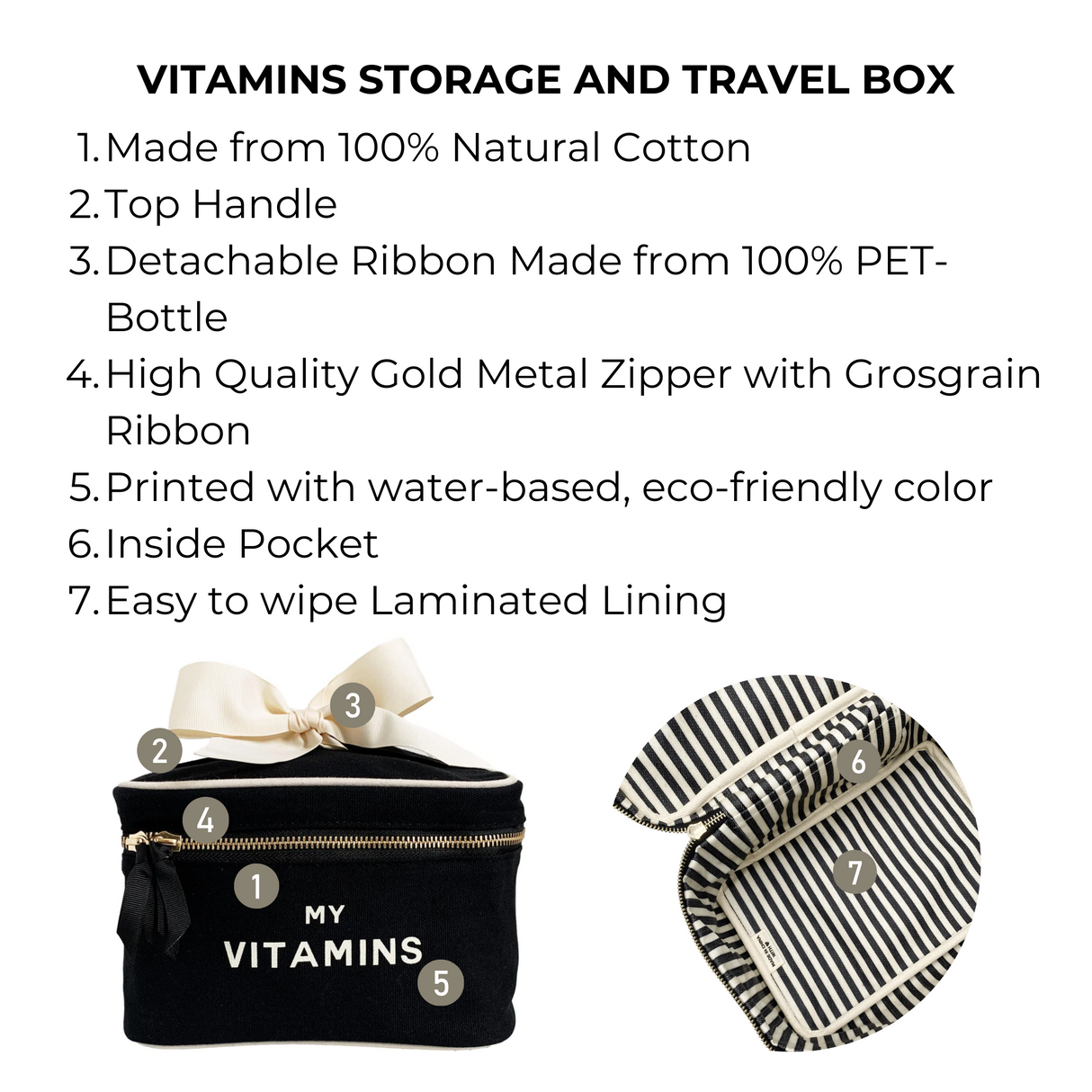 Vitamins Storage and Travel Box, Black