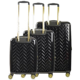 Ful Groove Expandable Hardside Spinner 3 Pc Luggage Set, Black