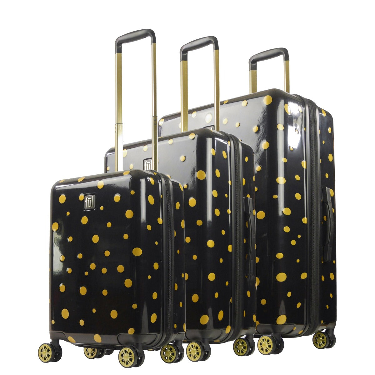 Ful Impulse Mixed Dots Hardside Spinner Luggage 3pc set, Black