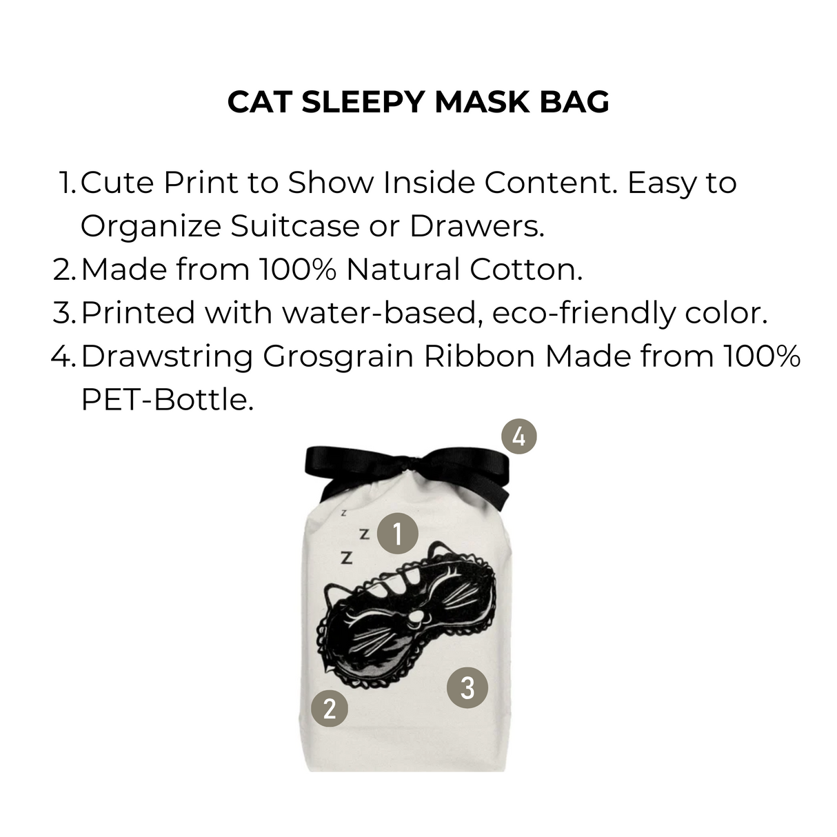 Cat Sleepy Mask Bag, Cream