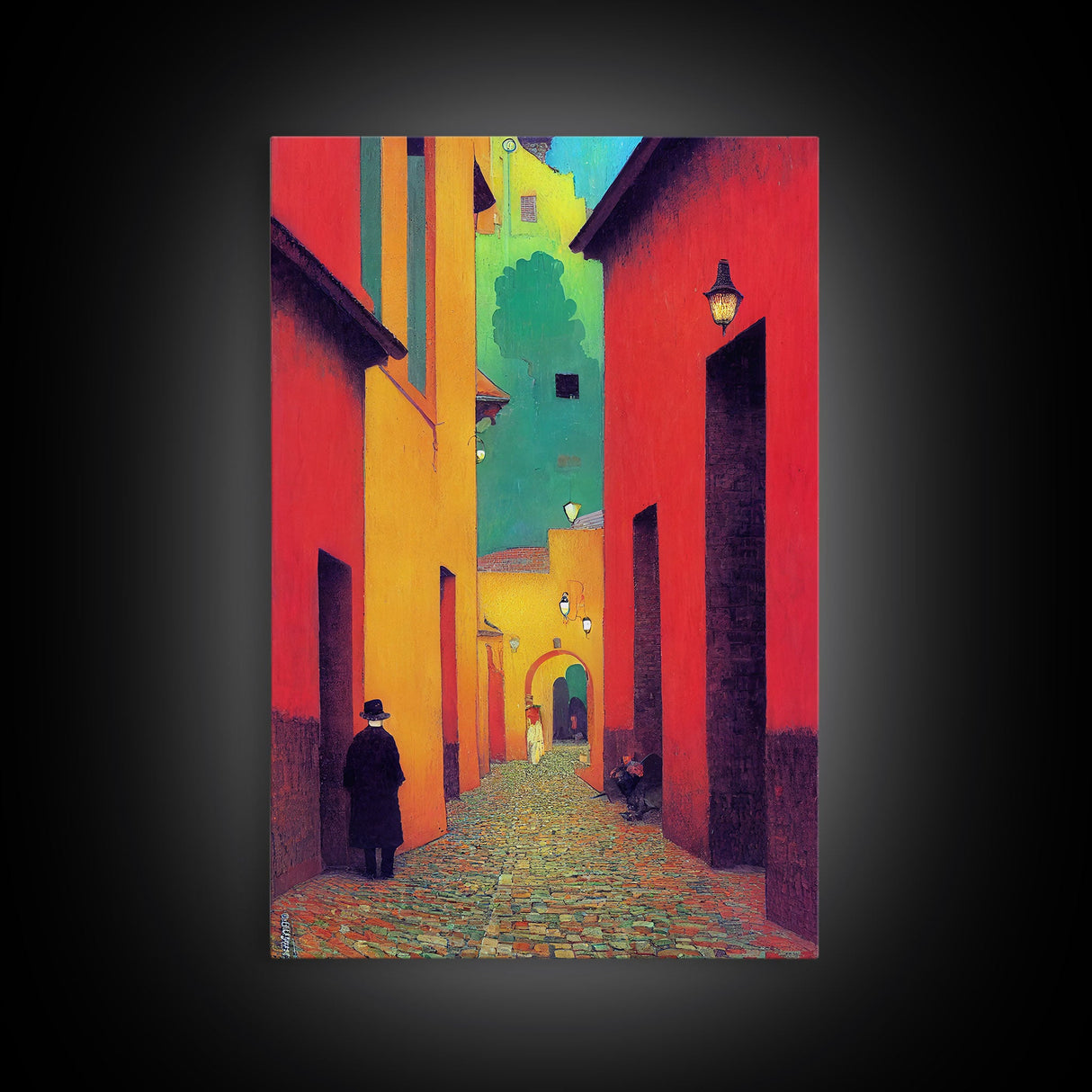 Surrealist Colorful City, Geometric Abstract Art, framed canvas print wall art