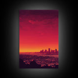 Los Angeles on Fire, Wildfire Art, Abstract City Skyline, 3 piece wall art, 3 piece canvas print