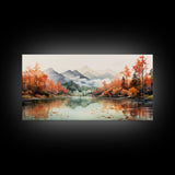 Watercolor Wall Art, Nature Art, River Wall Art, Fall Art, Canvas Print, Wall Hanging, Panoramic Art, Watercolor Nature Print, Wedding Gift