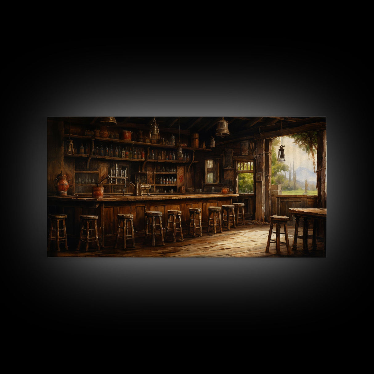 Saloon Wall Art, Western Wall Art, Prohibition Wall Art, Canvas Print, Wall Hanging, Panoramic Art, Home Bar Decor, Gift For Friend