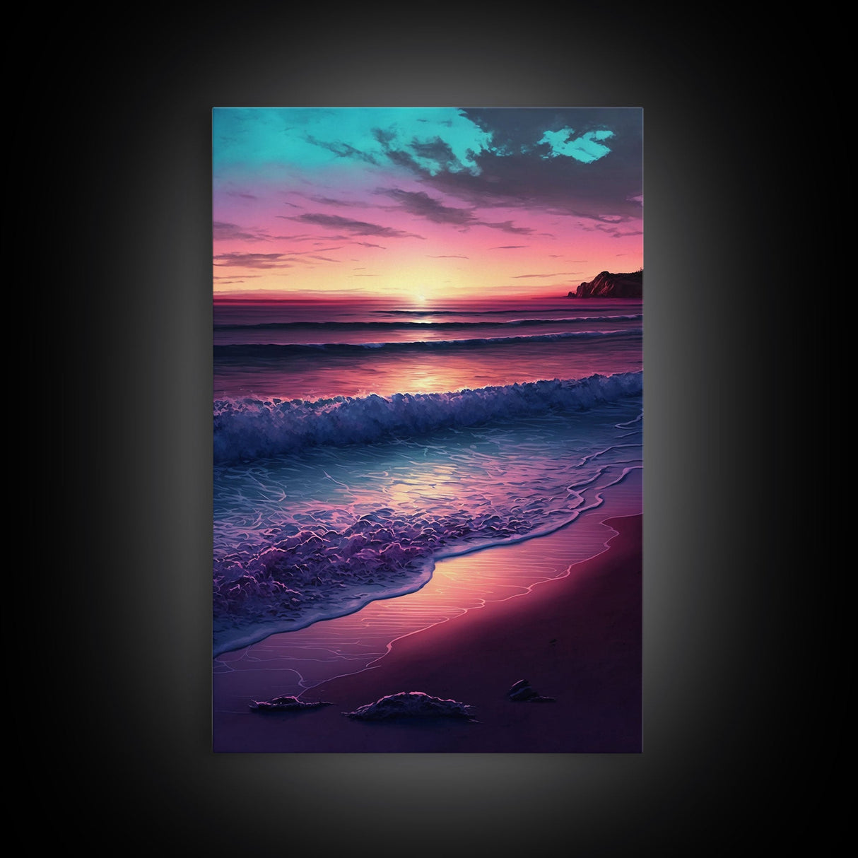 Large Coastal Wall Art Large Sunset Beach Framed Canvas Print Seascape Sky And Sea Beach Scene Art Ocean Beach Sky Art Decor