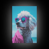 Poodle In Pink Shirt Sunglasses Wall Print, Beach Art, Dog Print, Dog Portrait, Framed Wall Art, Framed Canvas, Wall Print, Wall Canvas