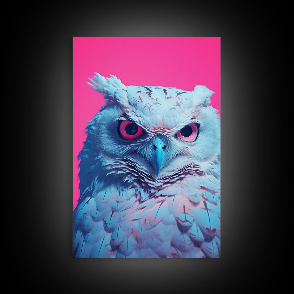 White Owl Wall Print, Animal Art Print, Bird Wall Art, Animal Portrait, Pink Art, Framed Wall Art, Framed Canvas, Wall Print, Wall Canvas