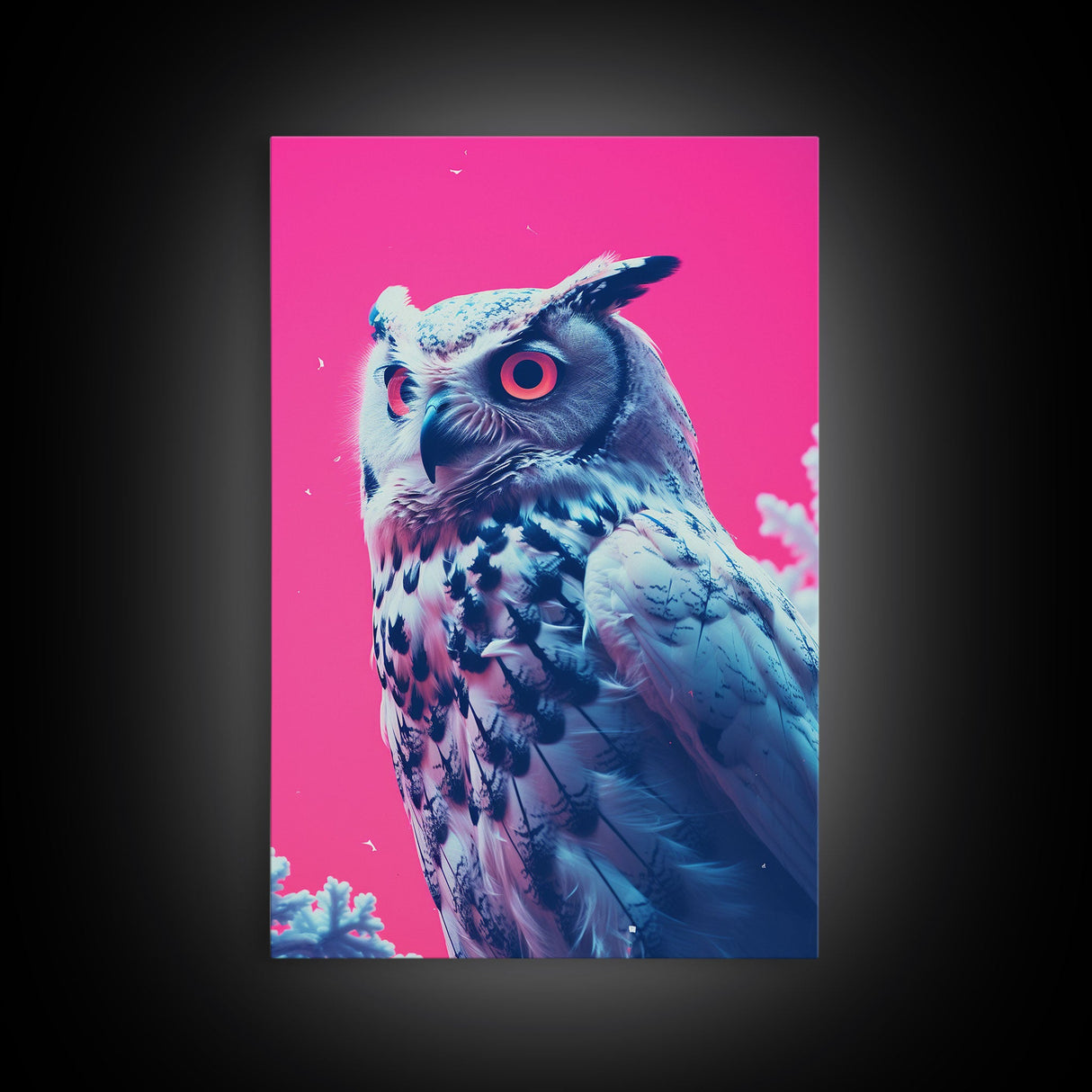 Bird Art, Owl Wall Print, Animal Art Print, Abstract Art, Animal Portrait, Pink Art, Framed Wall Art, Framed Canvas, Wall Print, Wall Canvas