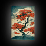 Japanese Maple Tree, Japanese Style Art, Canvas Print, Abstract Tree Art, Ready To Hang Wall Art