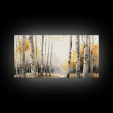 Canvas Print Of Abstract Birch Oil Painting, Large Original Art, Fall Birch Forest ,Contemporary Living Room Wall Art Decor