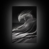 Surf Canvas California Wall Art Black and White Ocean Print Beach Framed Wall Art Surfing Print, Wall Art Beach Decor, Coastal Decor