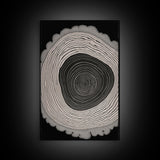 Framed Canvas Print Wall Art,  Grunge Forest Tree Rings, Abstract Illustrations, Modern Art, Nordic Decor for Bedroom, Tree Cross Section