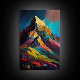 Mount Noshaq, Mountain Art, Mountain Landscape Wall Art, Framed Canvas Print, Abstract Oil Painting Print, Mountains of Pakistan