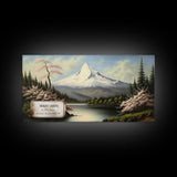 Mount Hood, Oregon Mountains, Travel Poster Wall Art, Framed Canvas Print, American Mountains, Mountain Landscape Painting