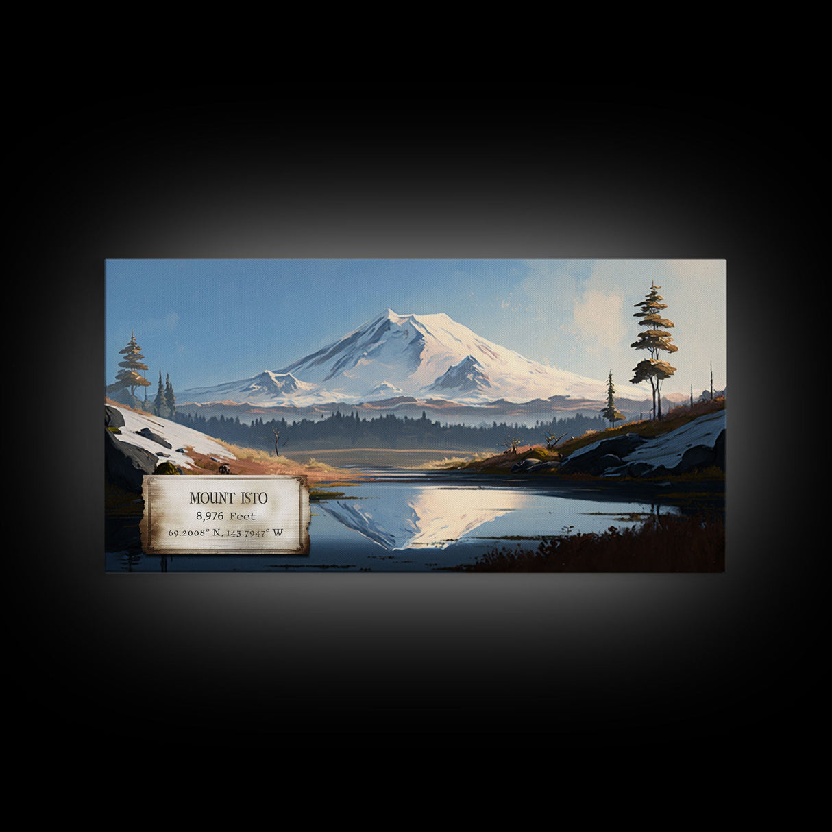 Mount Isto, Mountains of Alaska, Travel Poster Wall Art, Framed Canvas Print, American Mountains, Mountain Landscape Painting