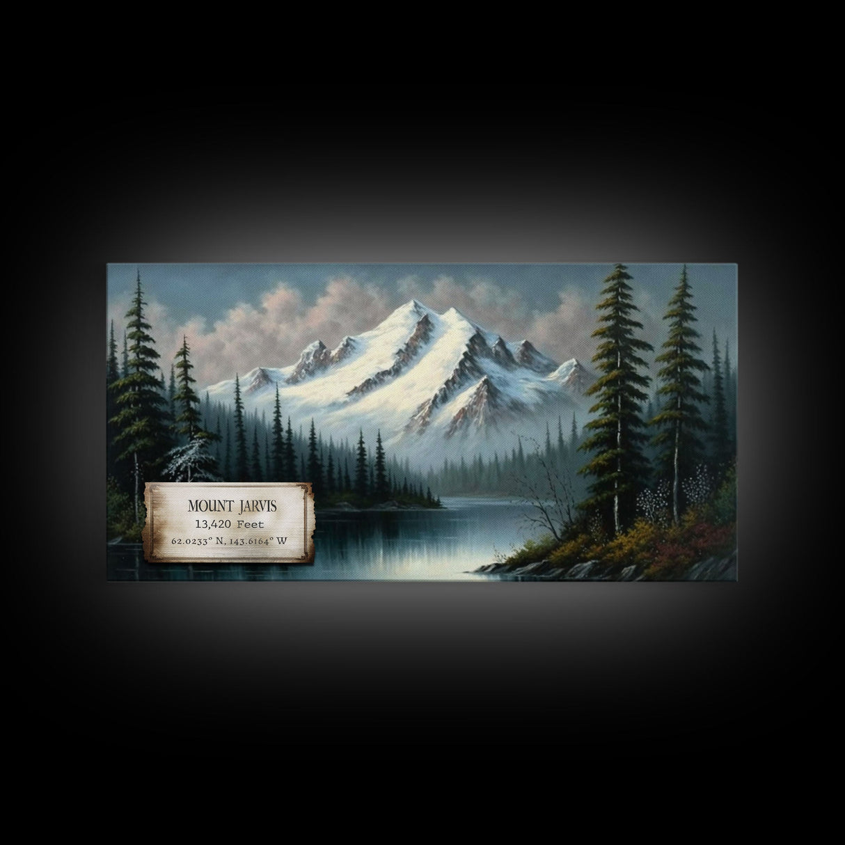 Mount Jarvis, Mountains of Alaska, Travel Poster Wall Art, Framed Canvas Print, American Mountains, Mountain Landscape Painting