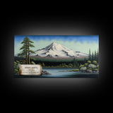 Mount Shasta, Mountains of California, Travel Poster Wall Art, Framed Canvas Print, American Mountains, Mountain Landscape Painting