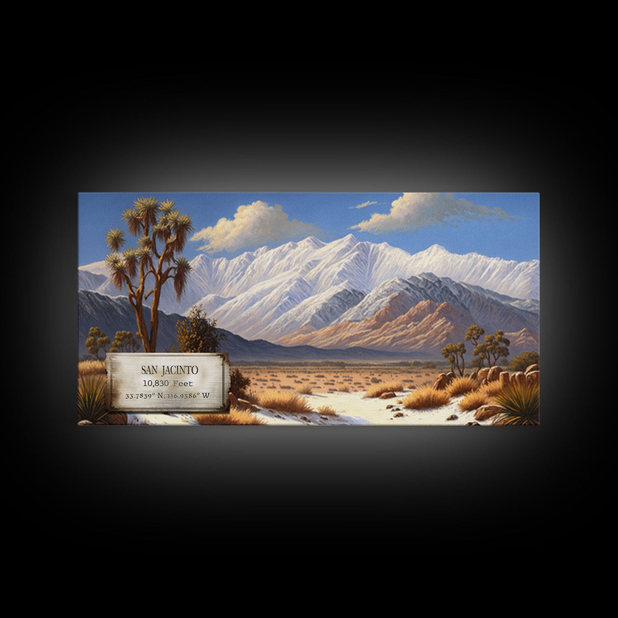 Mount San Jacinto, Travel Poster Wall Art, Framed Canvas Print, American Mountains, Mountain Landscape Painting, Mountains of California