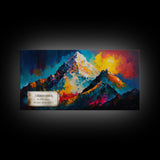 Churen Himal, Travel Poster Wall Art, Framed Canvas Print, Mountain Art, Mountain Landscape Painting