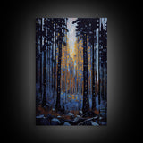 Original Abstract Forest Landscape Canvas Print Oil Painting, Abstract Texture Misty Woodland Painting Modern Living Room Wall Art Decor