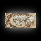 Abstract fantasy world map, canvas print, middle earth style, wall art for nerds like me